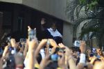 Amitabh Bachchan waves to his fans outside his residence in Juhu, Mumbai on 21st Sept 2014